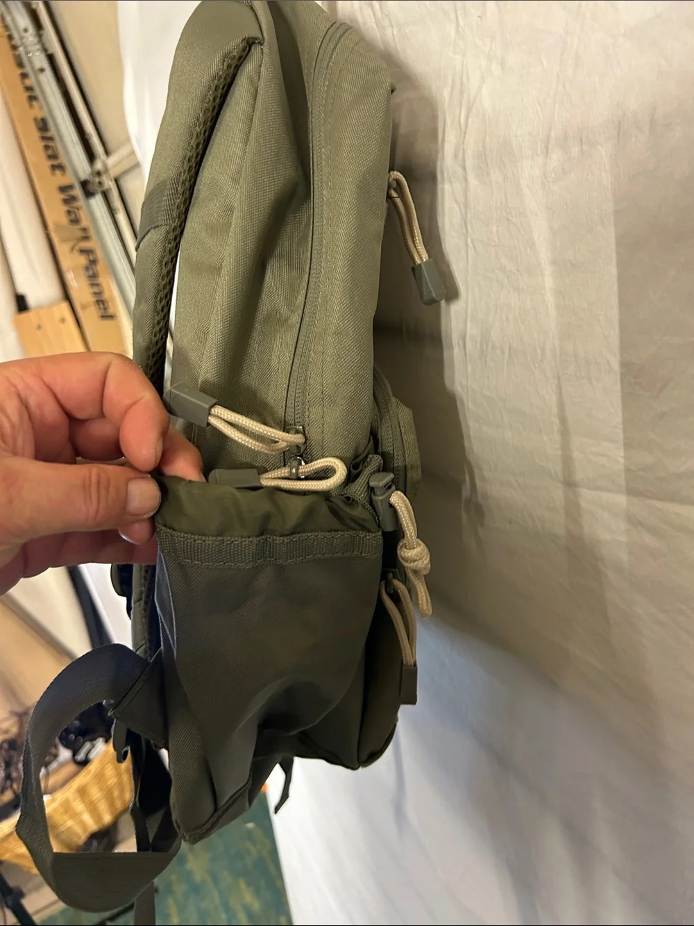 Olive Green Tactical Backpack with Tan Webbing - Men